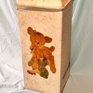 VTG 1960s Large Metal Diaper Pail Lamb 25” Tall Dia-poly Bag NEVER USED